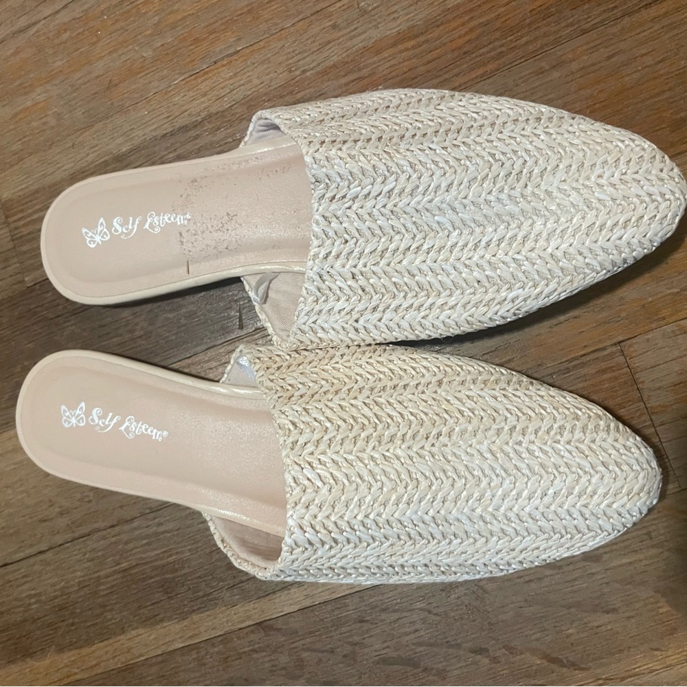 Self Esteem Cream Textured Mules